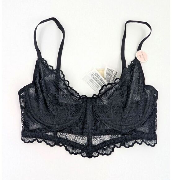 Forever 21 Other - NWT Womens Lace Bra 34C Black Floral Unlined Lingerie Bustier